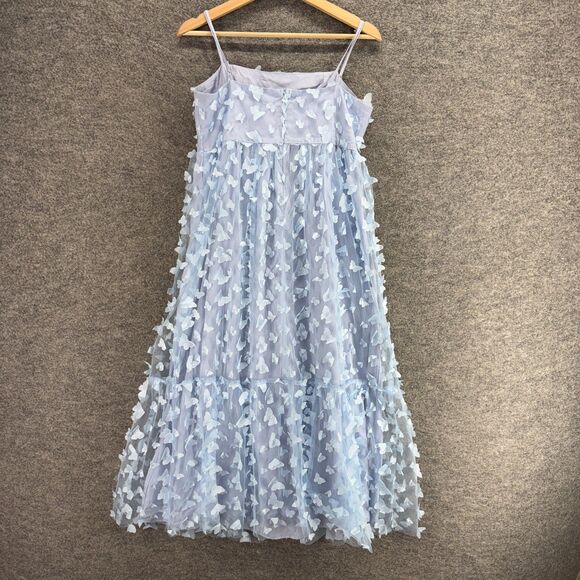 TCEC Dress Women M Medium Blue Butterfly Sheath Midi Zipper Sleeveless Lined - Picture 2 of 7